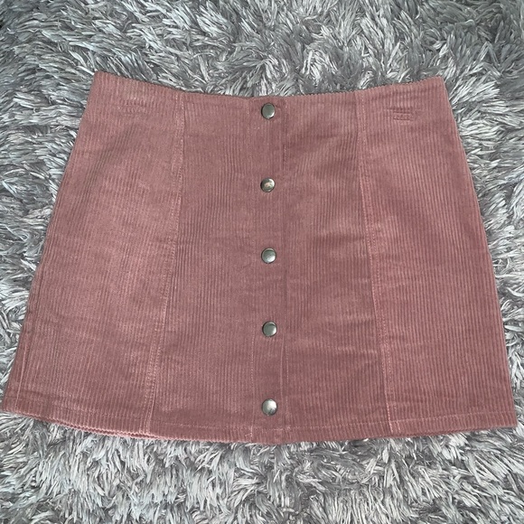 Forever 21 Corduroy Mauve Button Up Skirt - Picture 2 of 2